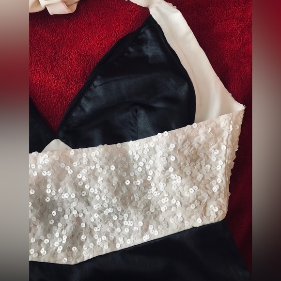 NEW PADDED Tie Knot Halter Satin silk+chiffon dress - Picture 5 of 7